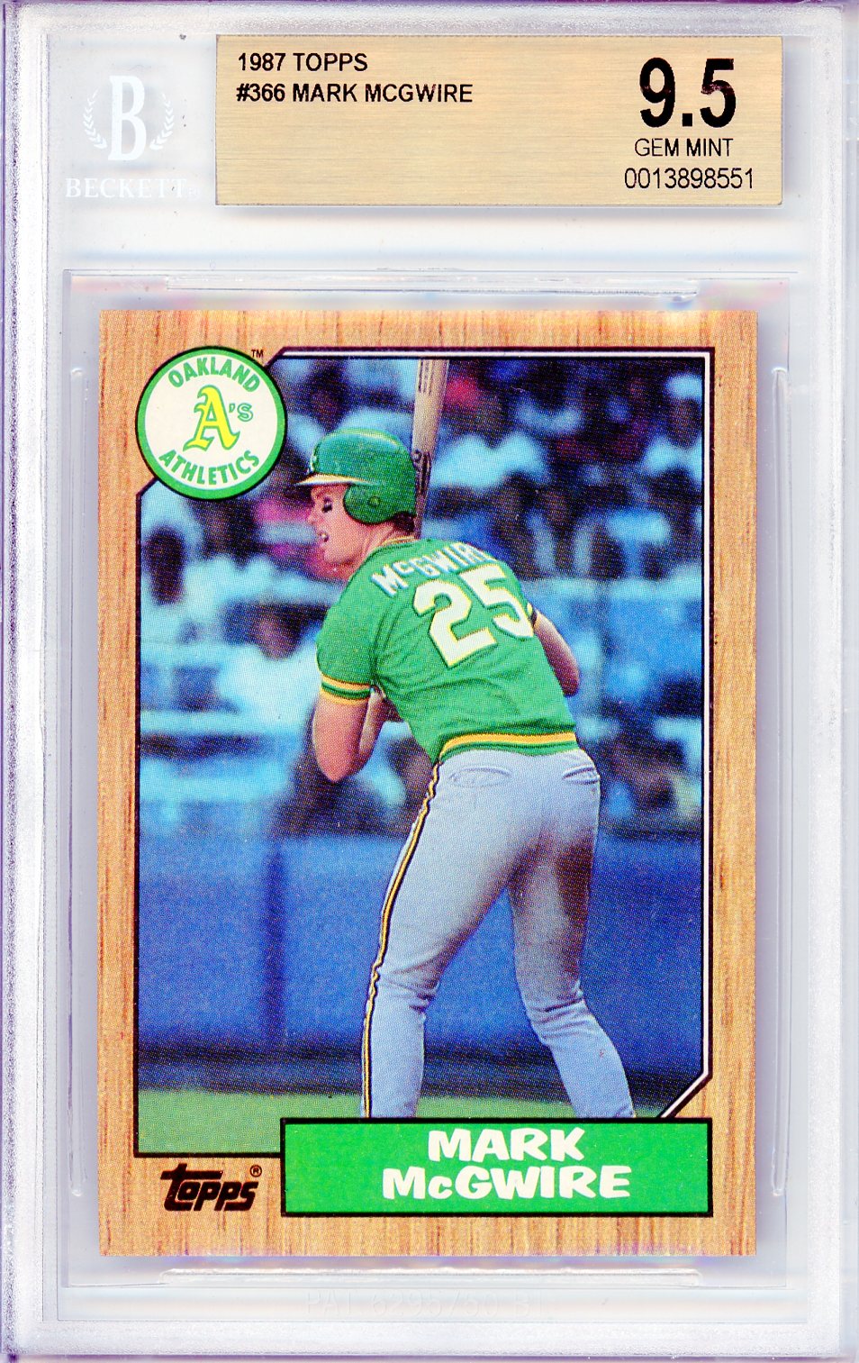 1987 Topps Mark McGwire #366 Graded Baseball Card BGS 9.5