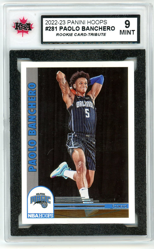 2022/23 Panini NBA Hoops Paolo Banchero Graded Rookie Card #281 KSA 9