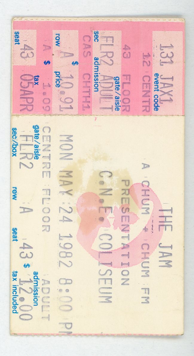 The Jam Vintage Ticket CNE Coliseum (Toronto, 1982)