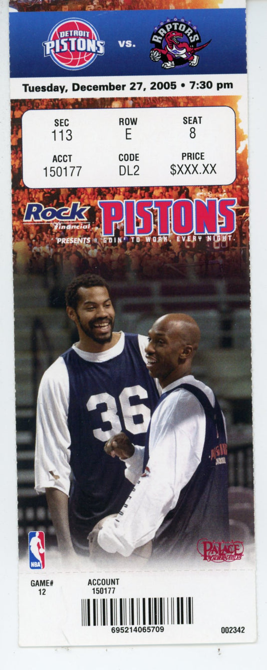 Detroit Pistons vs. Toronto Raptors Ticket Stub Auburn Hills (Detroit, 2005)