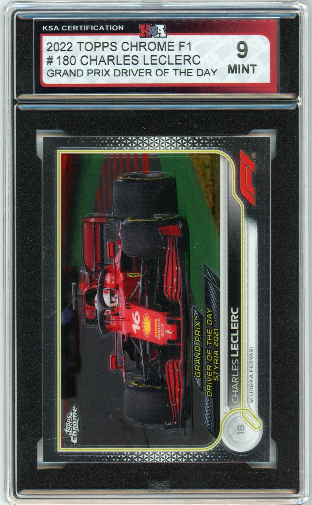 2022 Topps Chrome F1 Formula 1 Charles Leclerc Driver of the Day Graded Card #180 KSA 9