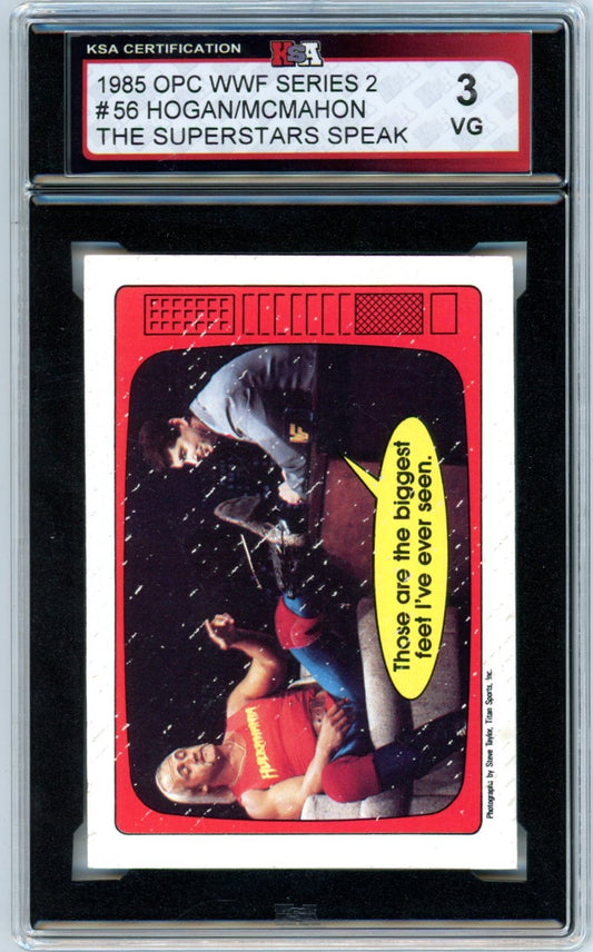 1985 OPC O-Pee-Chee WWF Series 2 Hulk Hogan / Vince McMahon #56 Graded Wrestling Rookie Card KSA 3
