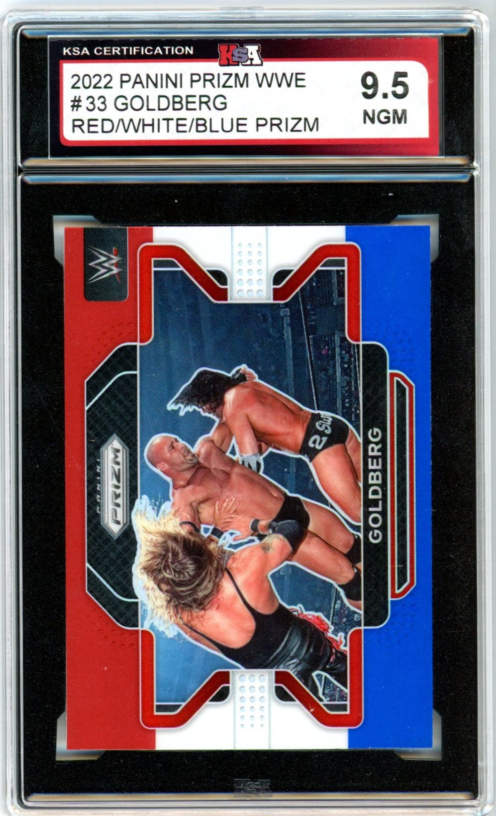 2022 Panini Prizm WWE Goldberg Red/White/Blue #33 Graded Wrestling Card KSA 9.5