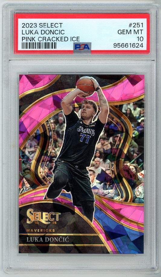 2023 Select Luka Doncic Graded Card #251 Pink Cracked Ice /99 PSA 10