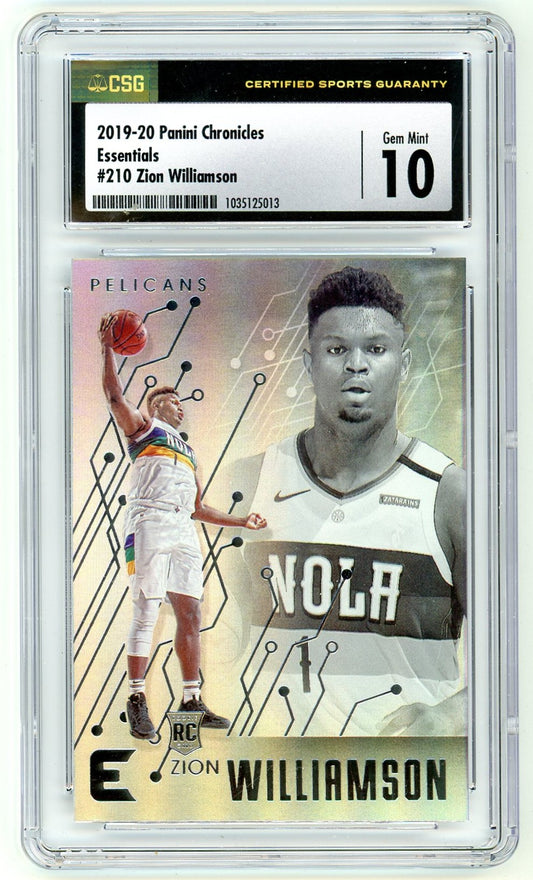 2019/20 Panini Chronicles Essentials Zion Williamson Graded Rookie Card #210 CSG 10