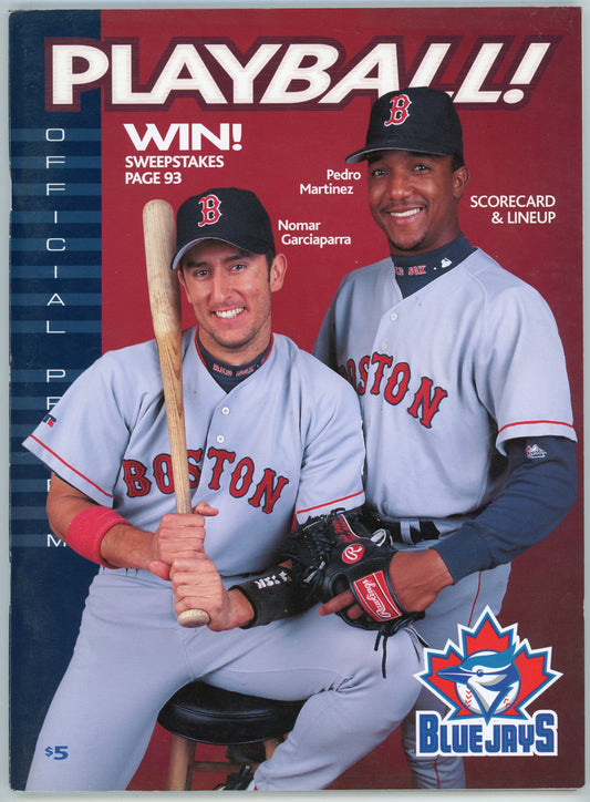 2000 Playball! Official Blue Jays Magazine Issue 2 Pedro Martinez/Nomar Garciaparra Cover