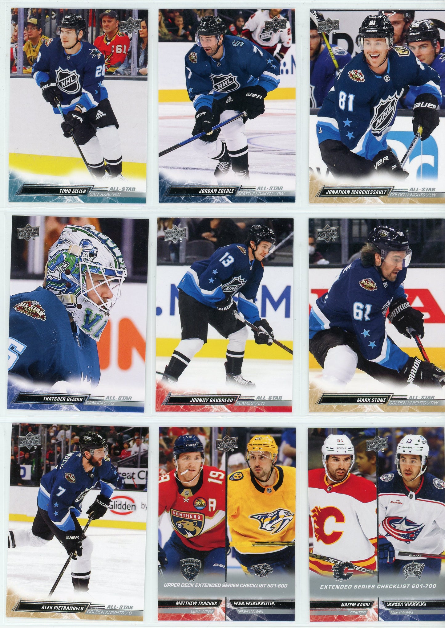 2022/23 Upper Deck Extended Series Hockey Card Base Set (200 Cards)