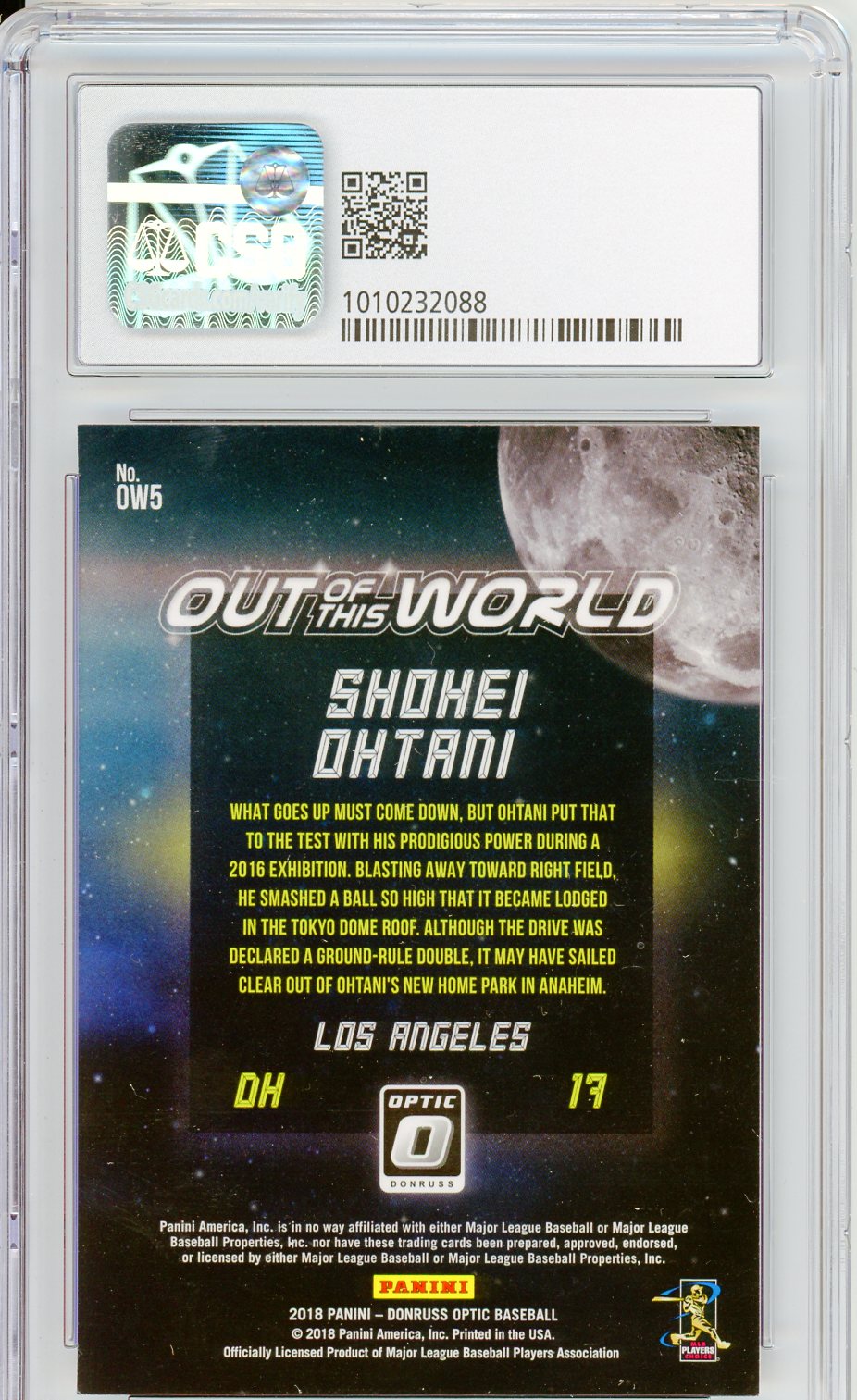 2018 Donruss Optic Shohei Ohtani Out of This World Graded Baseball Card CSG 8.5