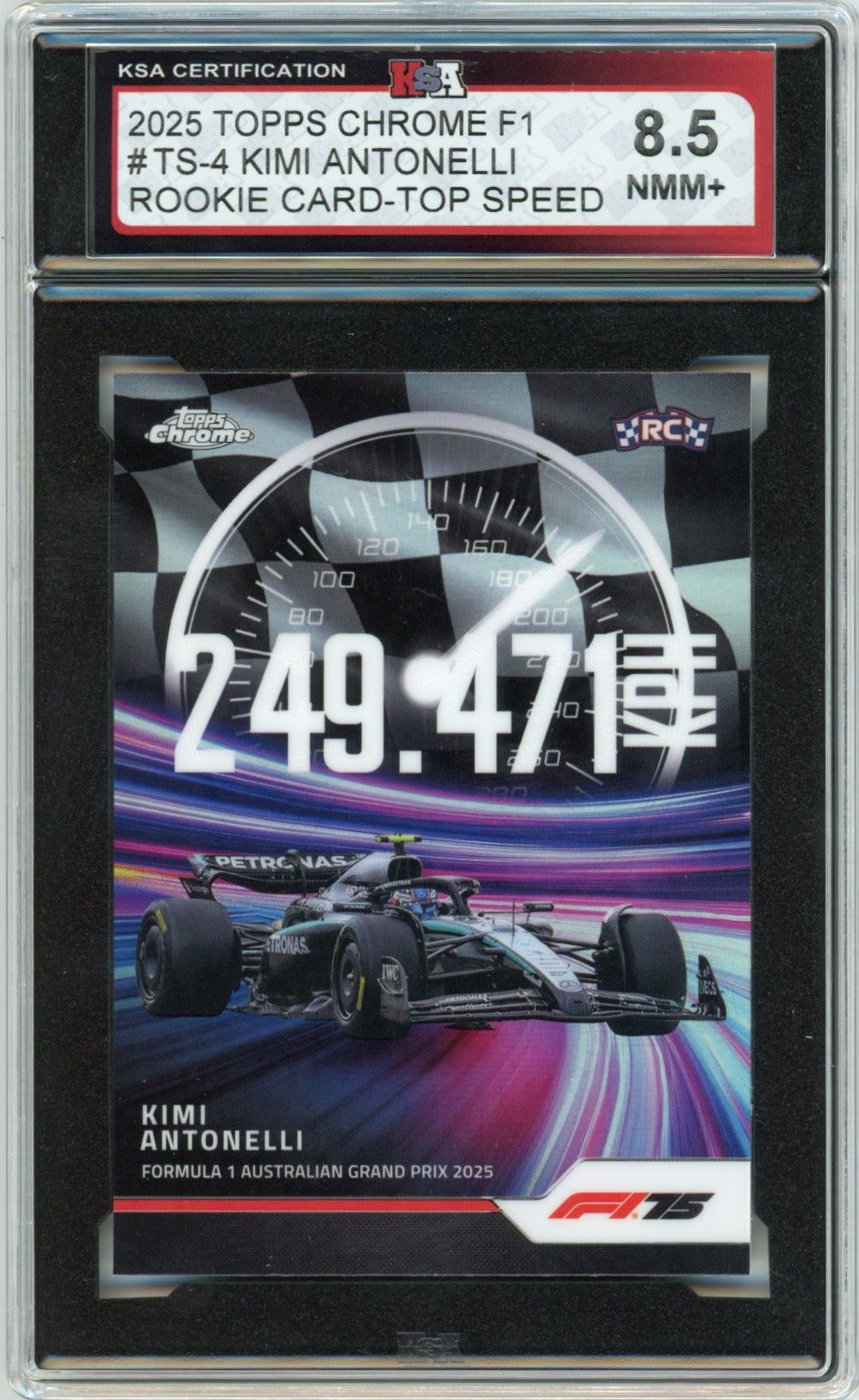 2025 Topps Chrome F1 Formula 1 Kimi Antonelli Top Speed Graded Rookie Card #TS-4 KSA 8.5