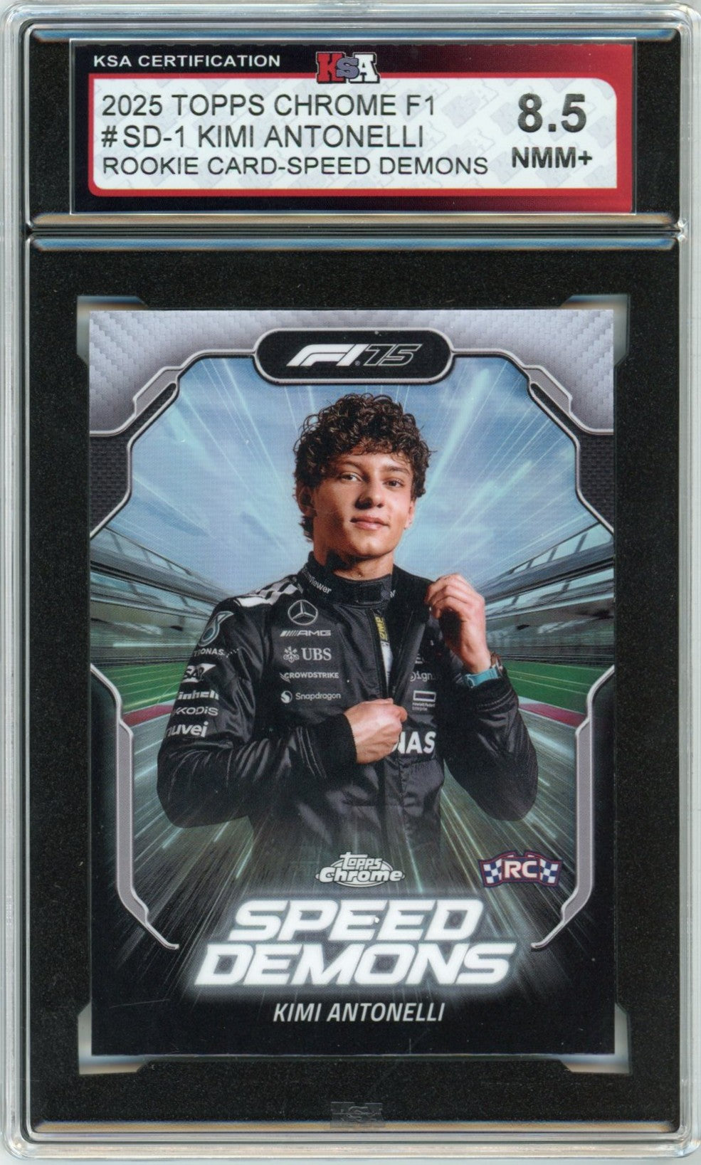 2025 Topps Chrome F1 Formula 1 Kimi Antonelli Speed Demons Graded Rookie Card #SD-1 KSA 8.5
