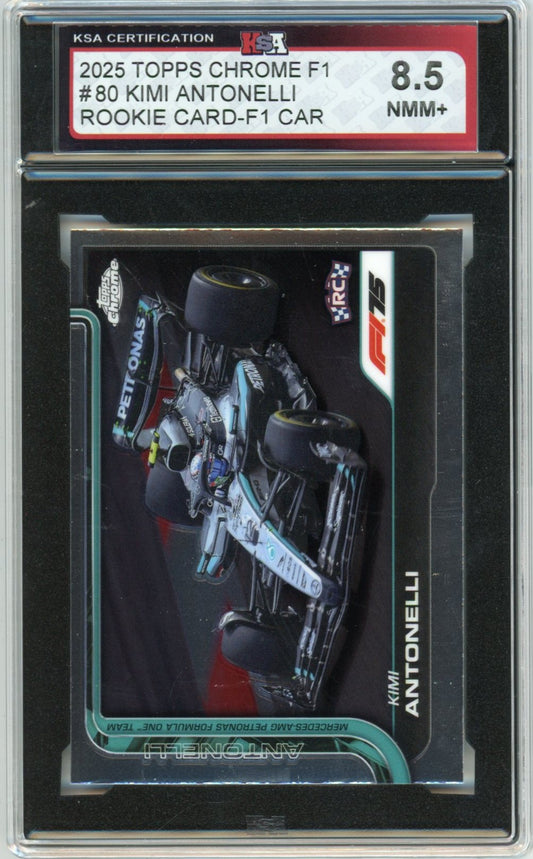 2025 Topps Chrome Formula 1 Kimi Antonelli F1 Car Graded Rookie Card #80 KSA 8.5