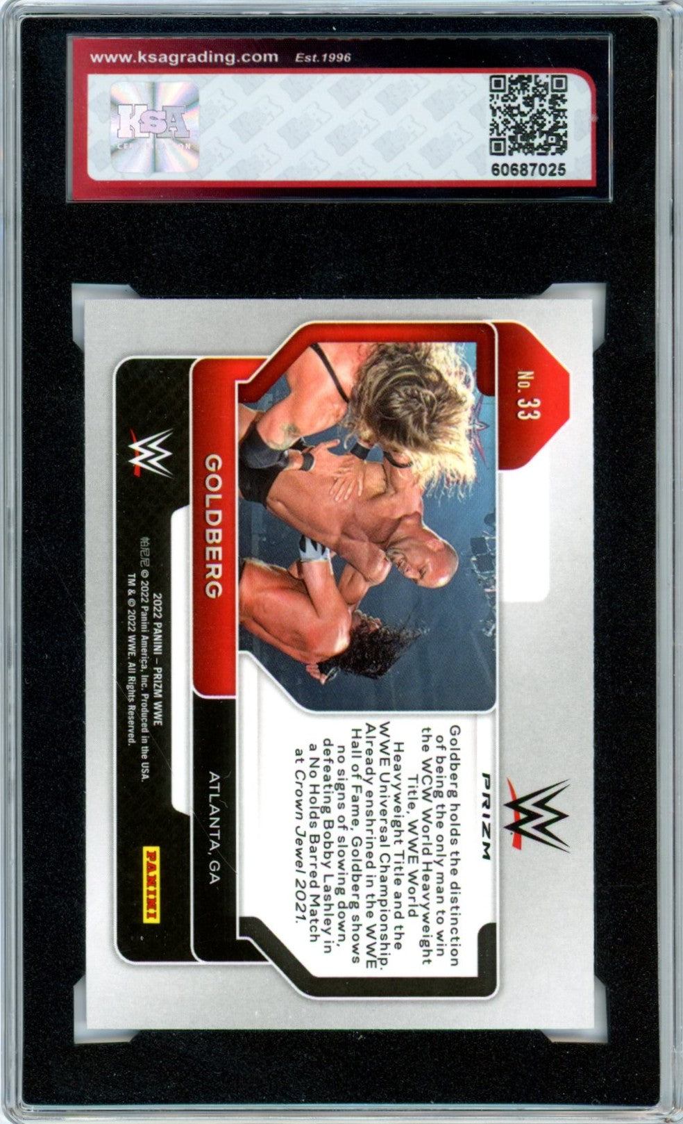 2022 Panini Prizm WWE Goldberg Red/White/Blue #33 Graded Wrestling Card KSA 9.5