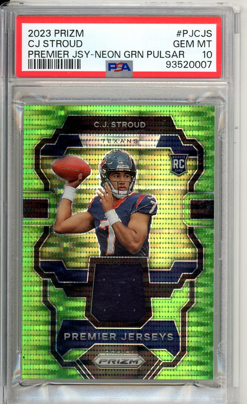 2023 Panini Prizm CJ Stroud Graded Rookie Jersey Card #PJCJS PSA 10