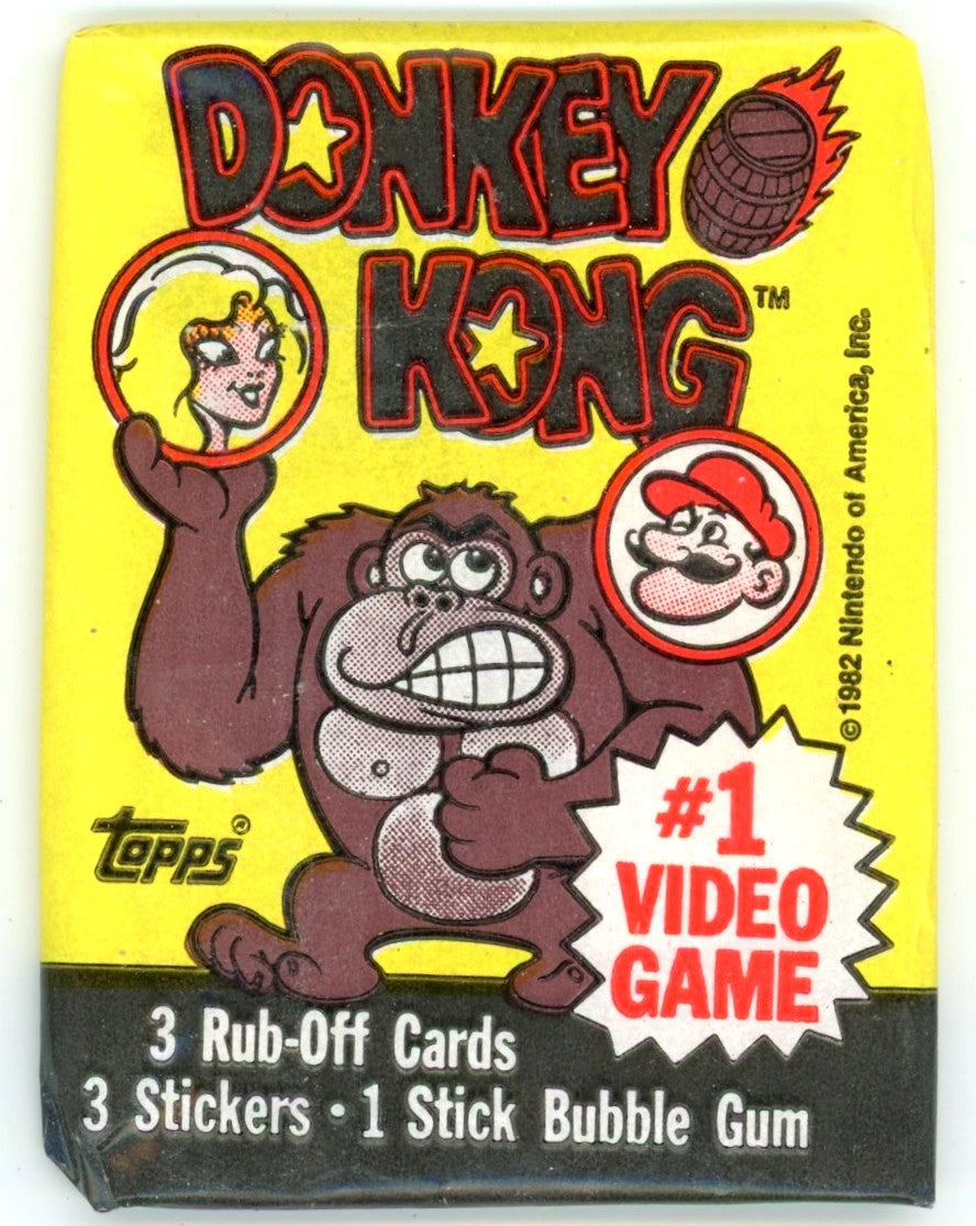 1982 Topps Nintendo Donkey Kong Unopened Wax Pack (3 Cards / 3 Stickers) Possible Mario Rookie