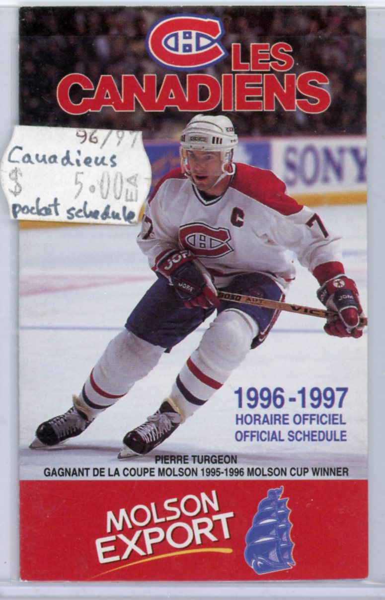 Montreal Canadiens 1996-97 Pocket Game Schedule
