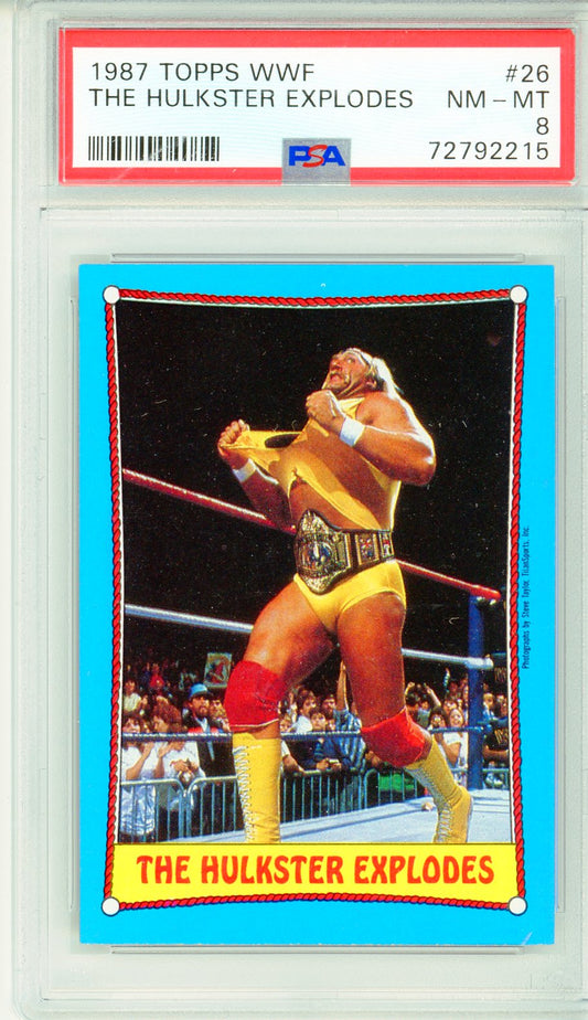 1987 Topps WWF The Hulkster Explodes #26 Graded Wrestling Card PSA 8