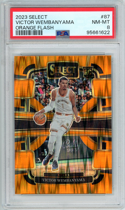 2023 Select Victor Wembanyama Graded Rookie Card #87 PSA 8 Orange Flash