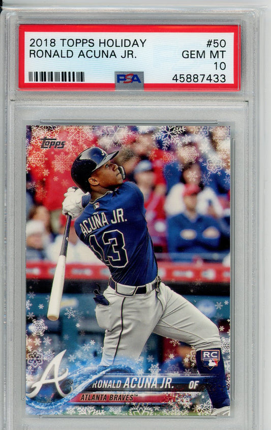2018 Topps Holiday Ronald Acuna Jr. Graded Rookie Card PSA 10