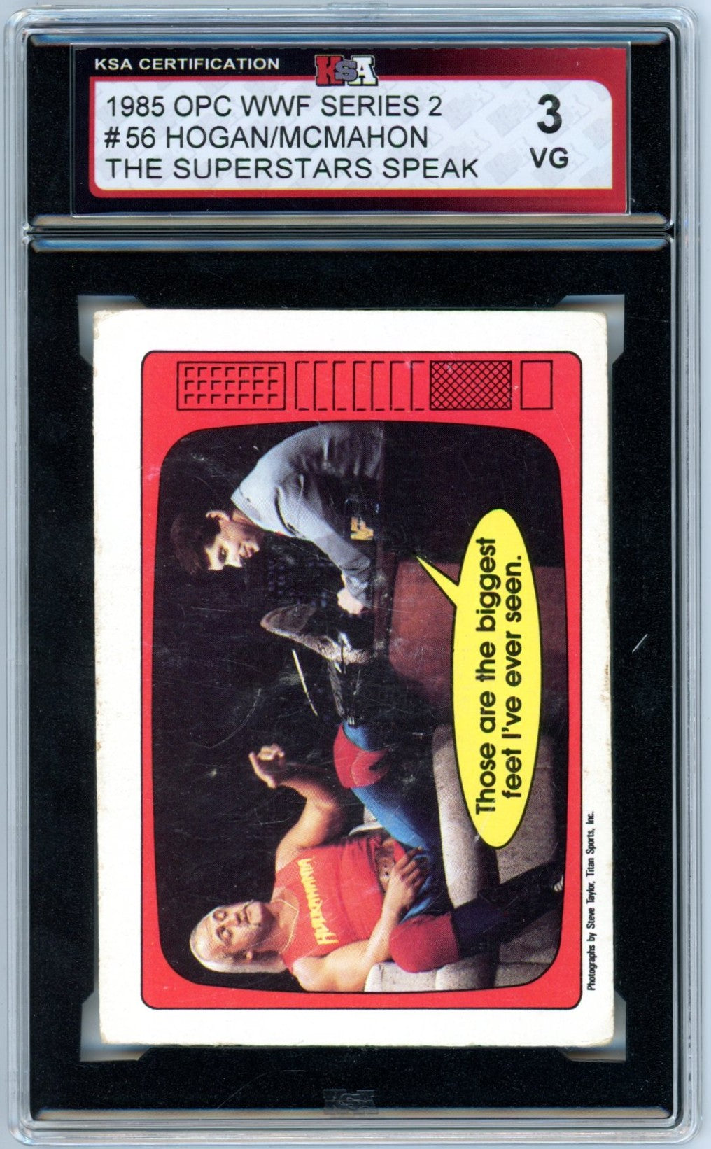 1985 OPC O-Pee-Chee WWF Series 2 Hulk Hogan / Vince McMahon Graded Wrestling Rookie Card #56 KSA 3