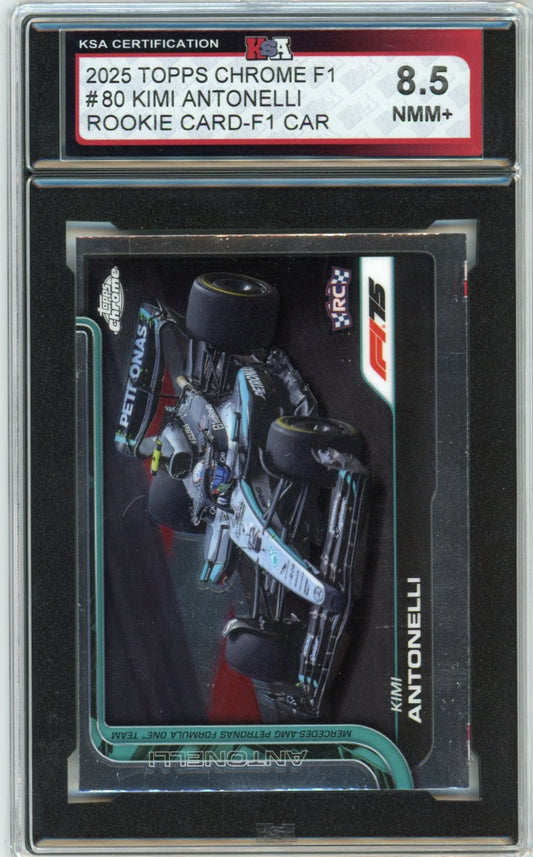 2025 Topps Chrome Formula 1 Kimi Antonelli # 80 F1 Car Graded Rookie Card KSA 8.5