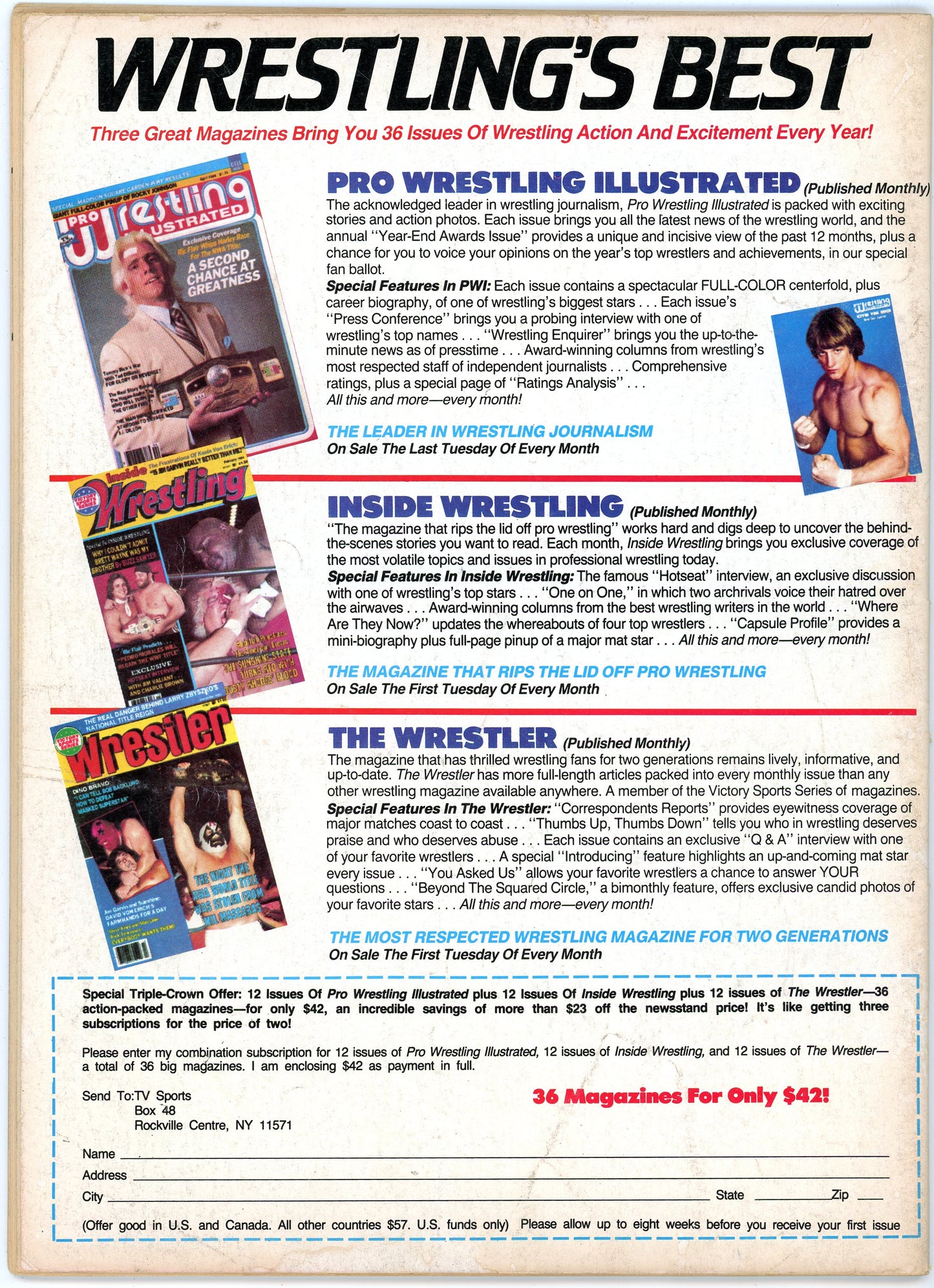 Sports Review Wrestling Vintage Magazine (June, 1986) Hulk Hogan