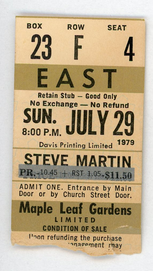 Steve Martin Vintage Ticket Maple Leaf Gardens (Toronto, 1979)