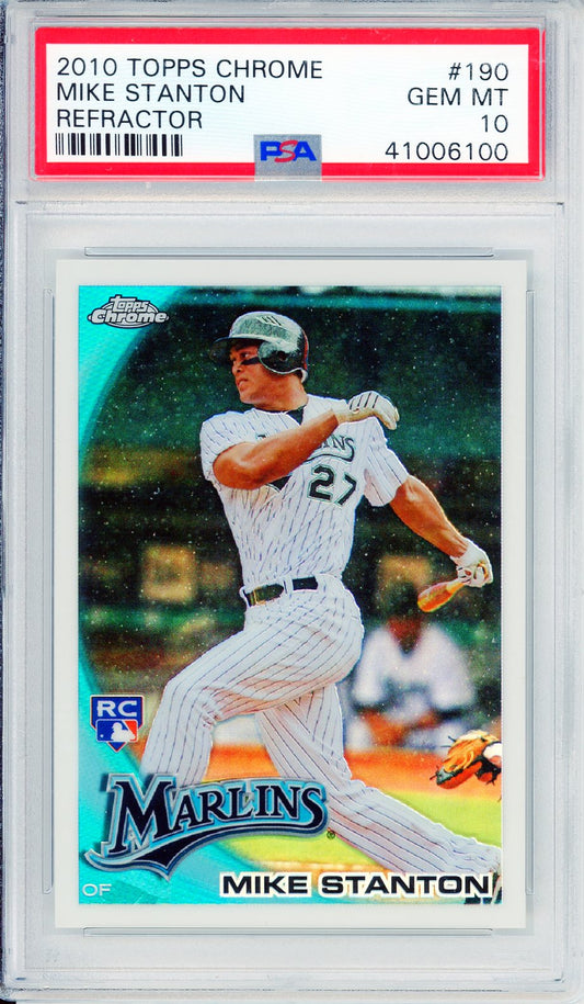 2010 Topps Chrome Mike Stanton Refractor Graded Rookie Card PSA 10