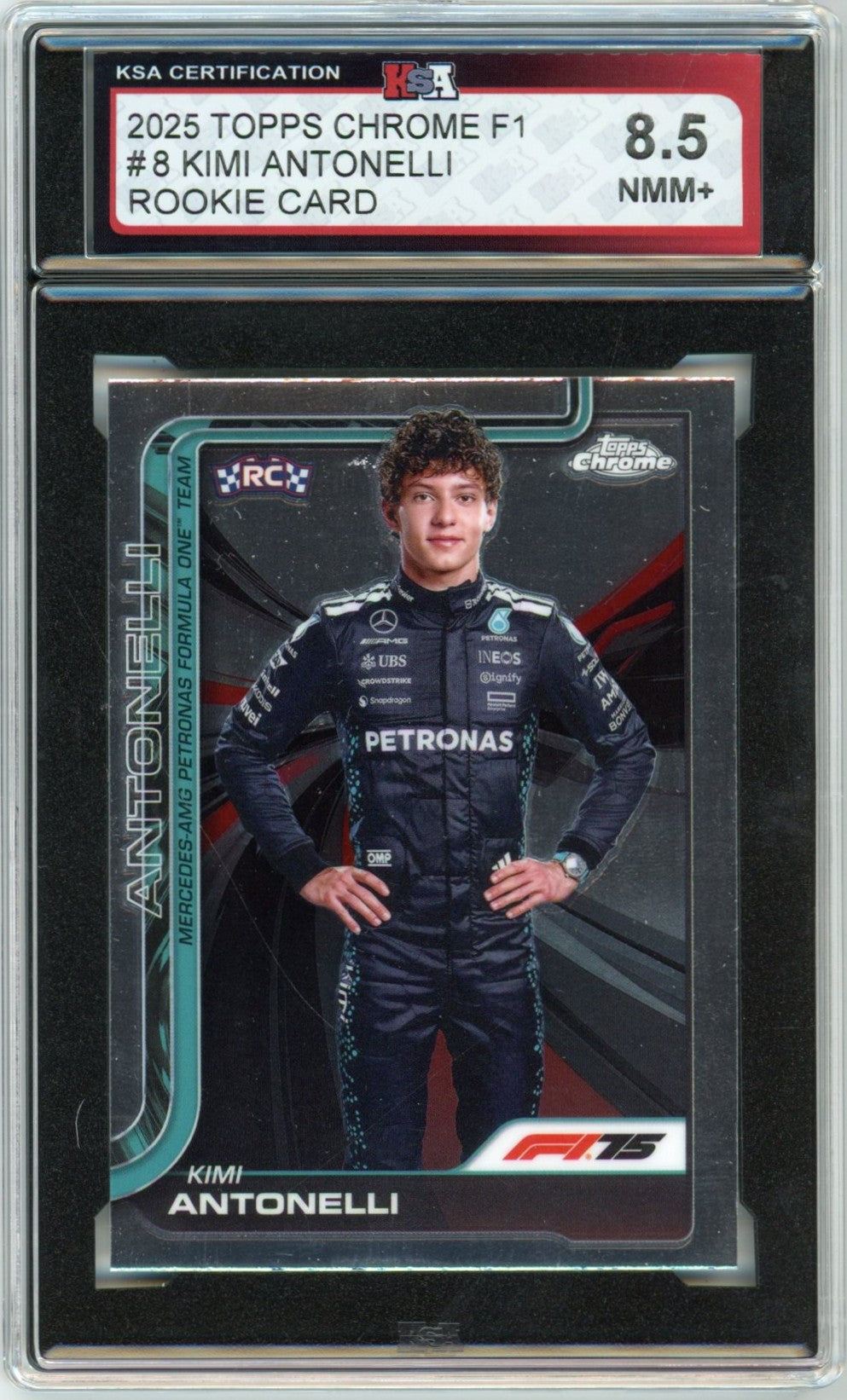 2025 Topps Chrome F1 Formula 1 Kimi Antonelli Graded Rookie Card #8 KSA 8.5