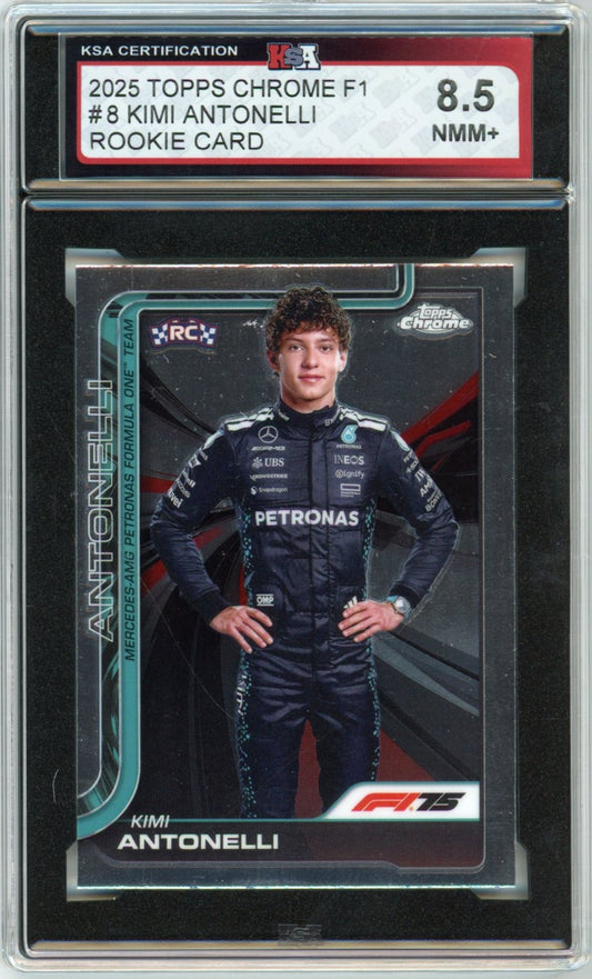 2025 Topps Chrome F1 Formula 1 Kimi Antonelli Graded Rookie Card #8 KSA 8.5