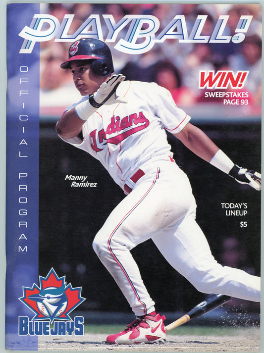 1998 Playball! Official Blue Jays Program Issue 2 Manny Ramirez Cover