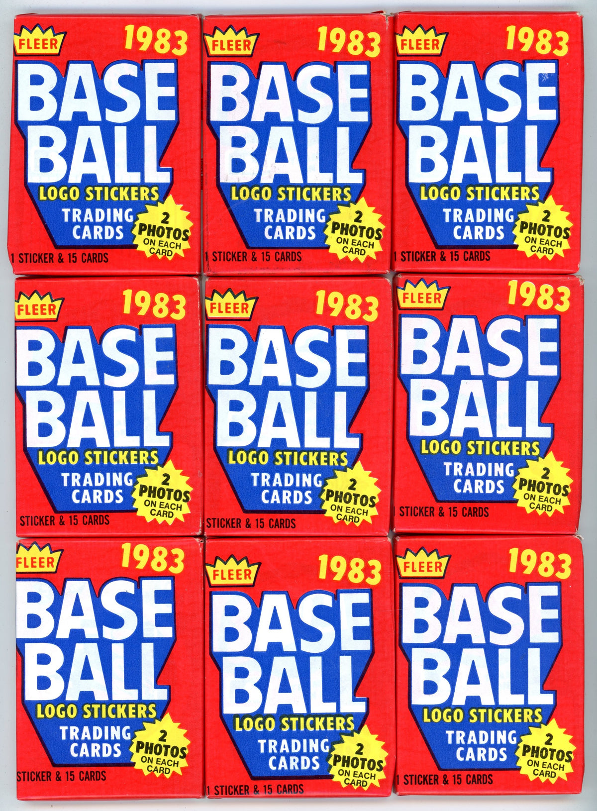 1983 Fleer MLB Baseball Card Unopened Wax Pack Lot (Lot of 10) Possible Gwynn, Sandberg Rookies