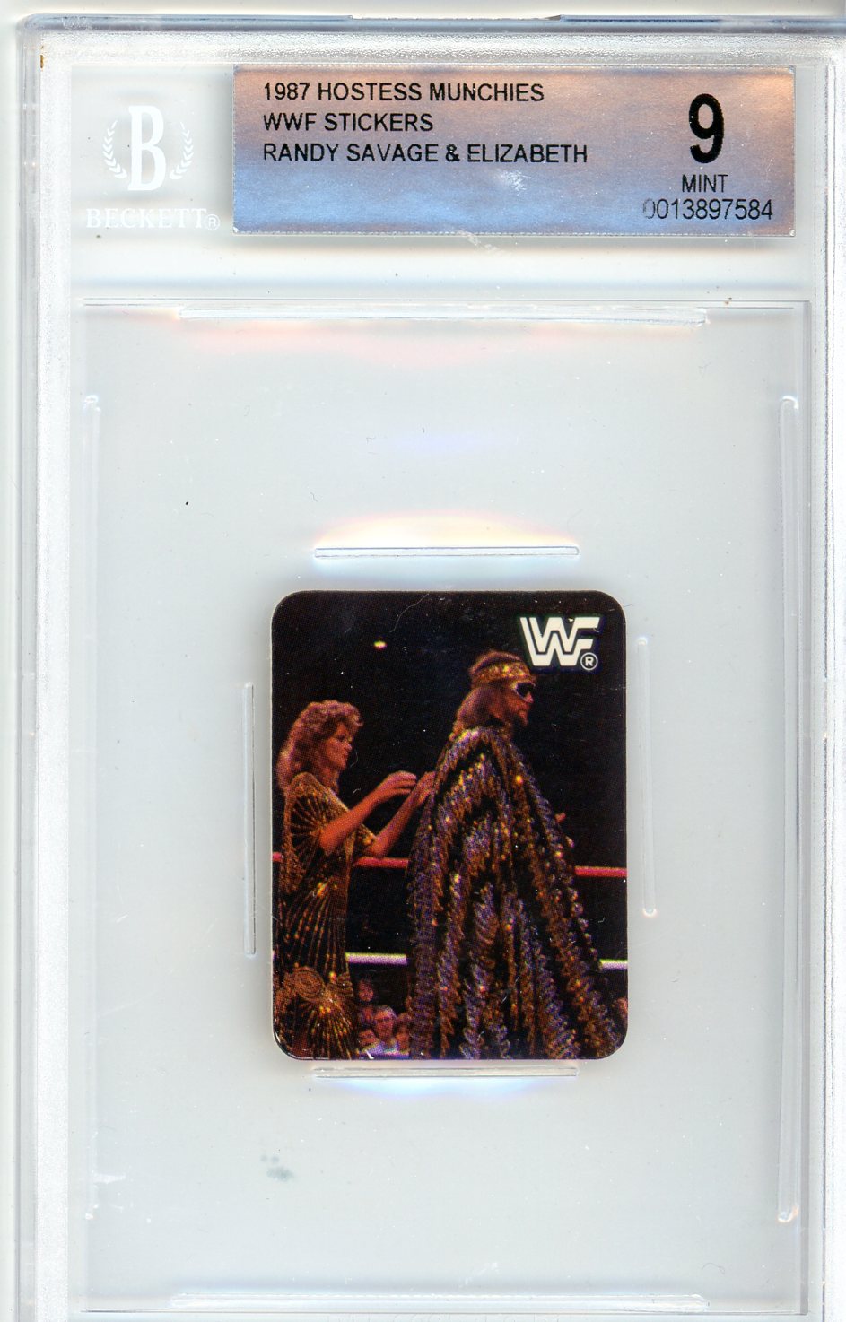 1987 Hostess Munchies WWF Stickers Randy Savage and Elizabeth Graded Wrestling Card BGS 9