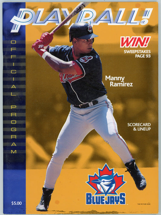 1999 Playball! Official Blue Jays Program Issue 2 Manny Ramirez Cover