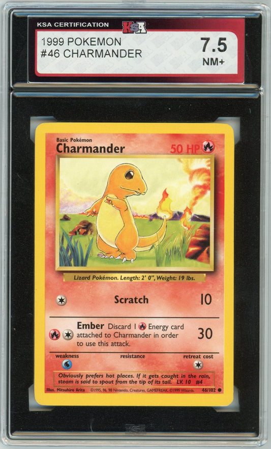 1999 Pokemon Charmander Graded Card #46 KSA 7.5
