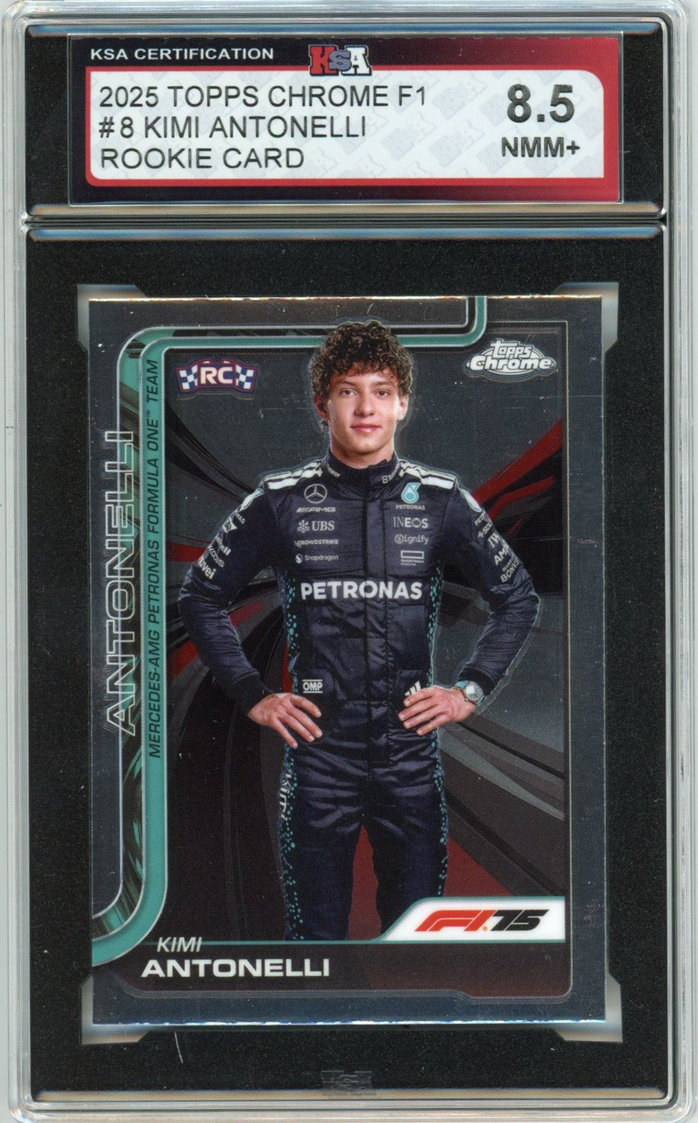2025 Topps Chrome F1 Formula 1 Kimi Antonelli #8 Graded Rookie Card KSA 8.5