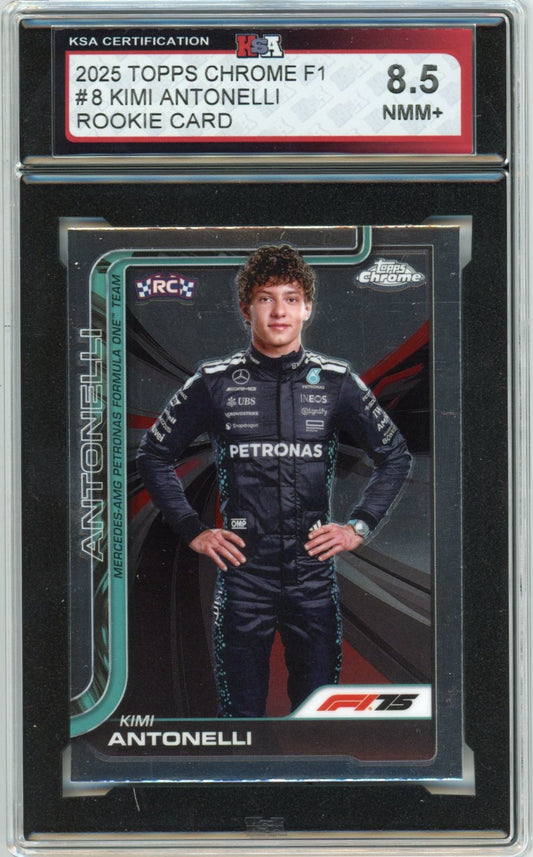 2025 Topps Chrome F1 Formula 1 Kimi Antonelli #8 Graded Rookie Card KSA 8.5
