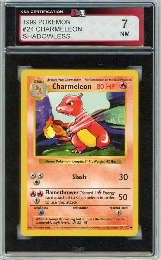 1999 Pokemon Charmeleon Shadowless #24 Graded Card KSA 7