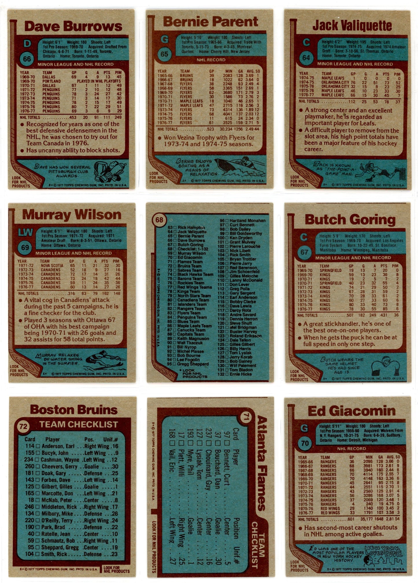 1977/78 Topps NHL Hockey Complete Set (264 Cards)