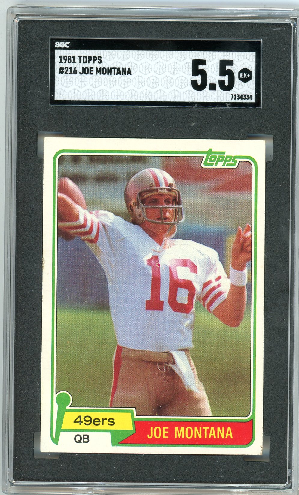 1981 Topps Joe Montana Graded Football Rookie Card #216 SGC 5.5