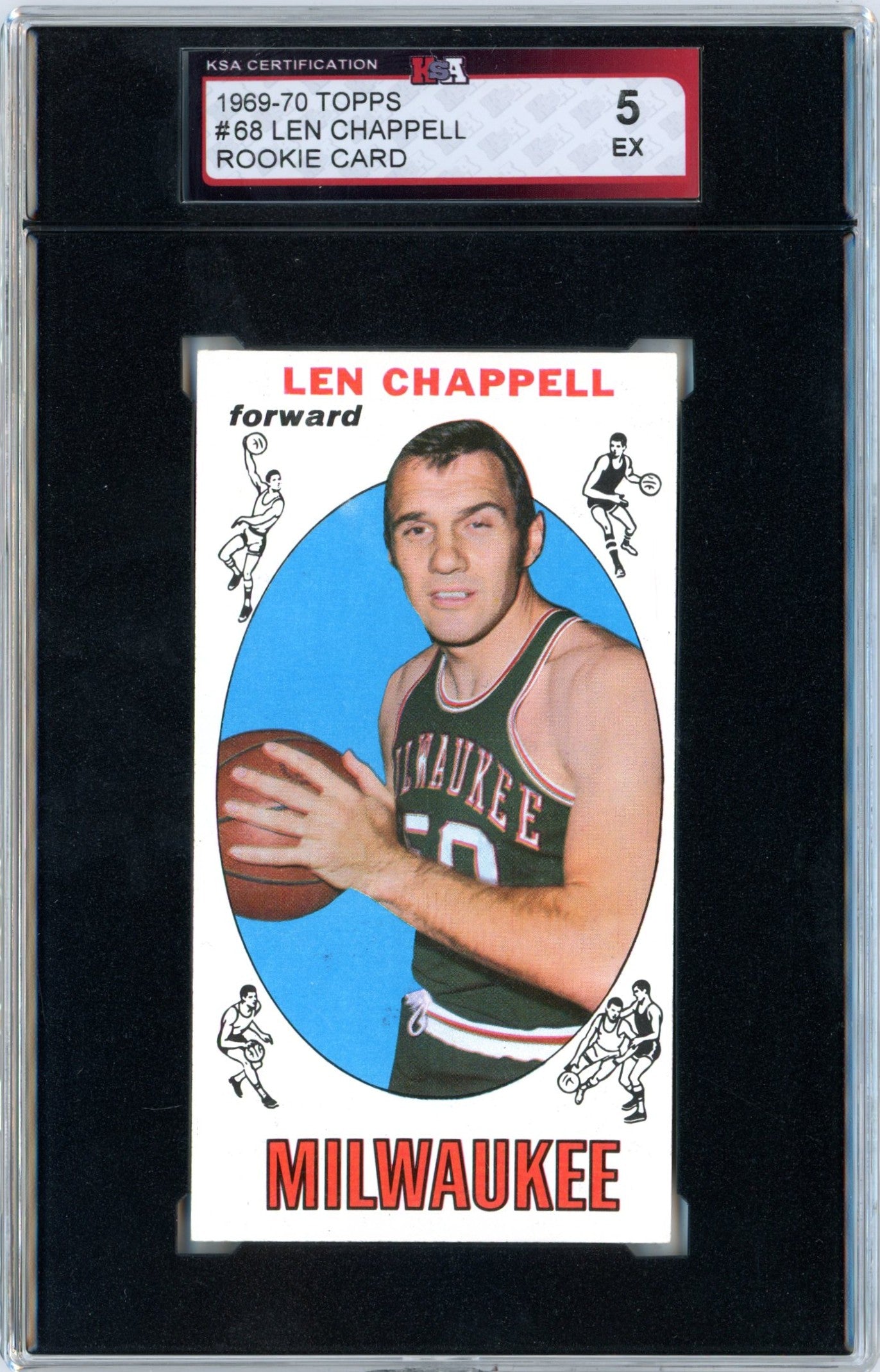 1969/70 Topps Len Chappell #68 Graded Basketball Rookie KSA 5