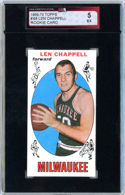 1969/70 Topps Len Chappell #68 Graded Basketball Rookie KSA 5