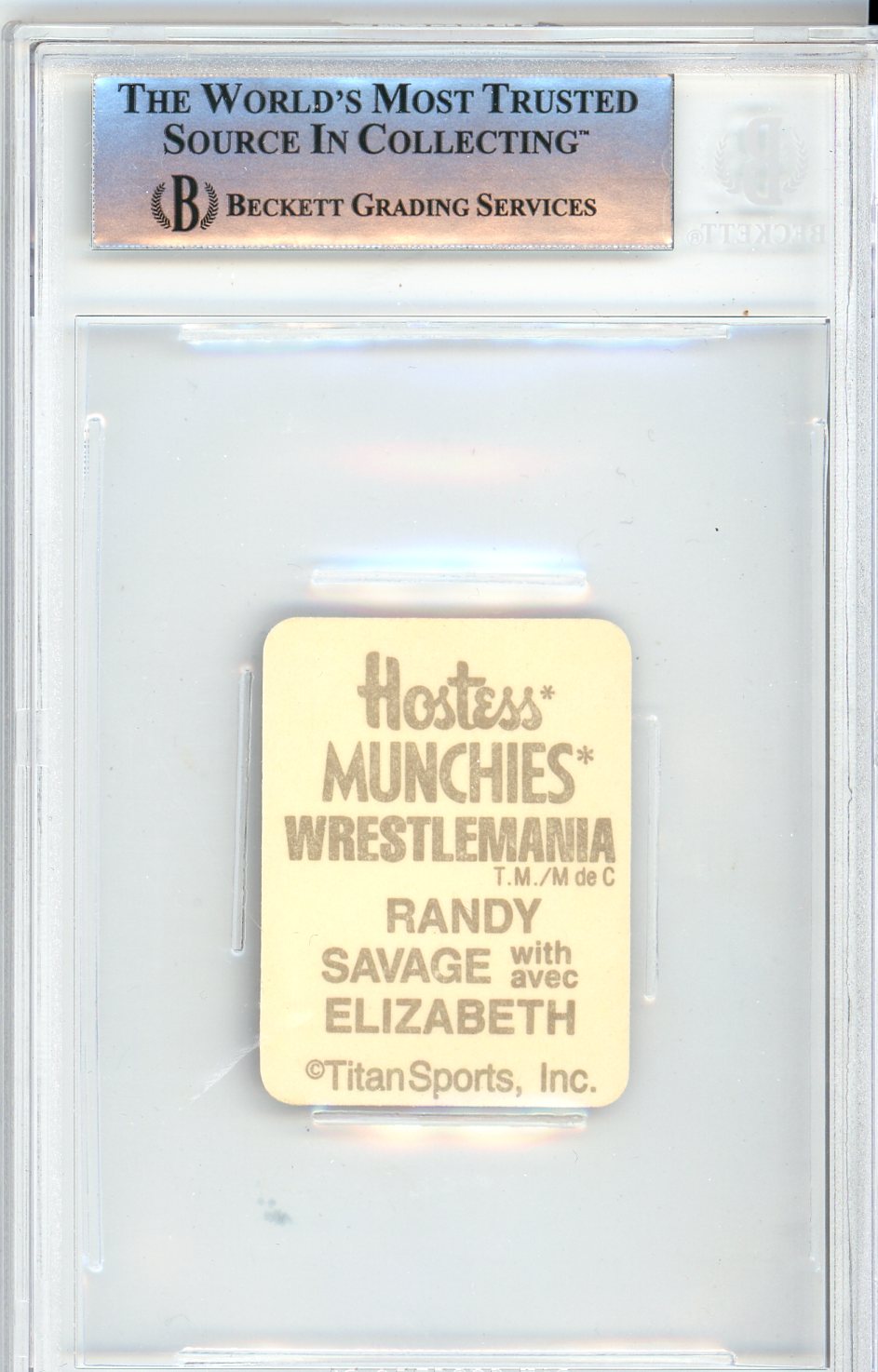 1987 Hostess Munchies WWF Stickers Randy Savage and Elizabeth Graded Wrestling Card BGS 9