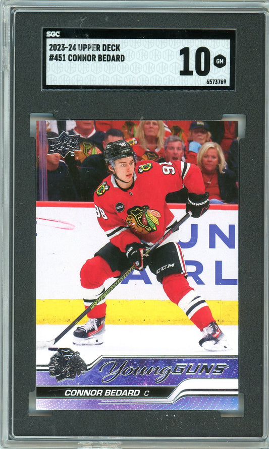 2023/24 Upper Deck Connor Bedard Graded Young Guns Rookie Card #451 SGC 10