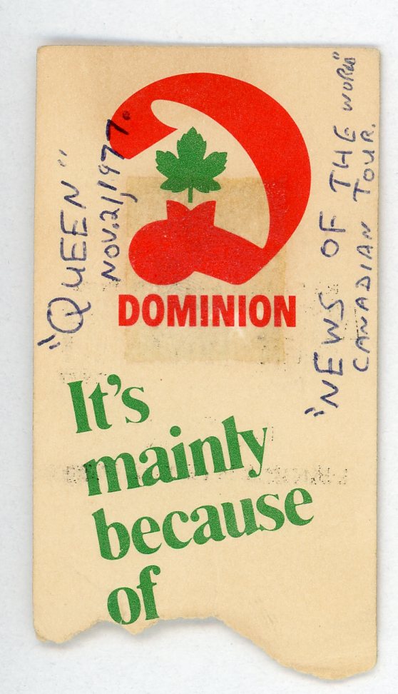 Queen Vintage Concert Ticket Maple Leaf Gardens (Toronto, 1977) Freddy Mercury