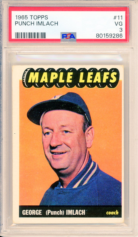 1965 Topps Punch Imlach Coach Graded Hockey Card PSA 3