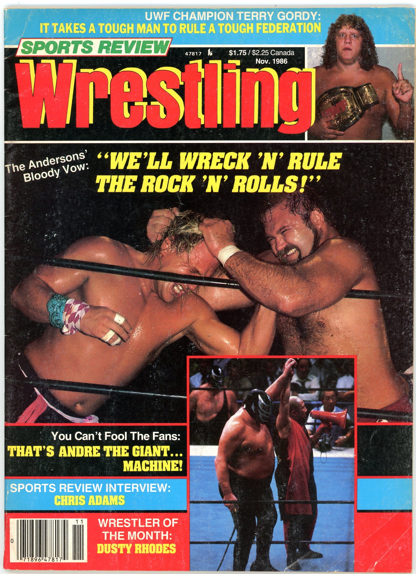 Sports Review Wrestling Vintage Magazine (November, 1986) The Andersons