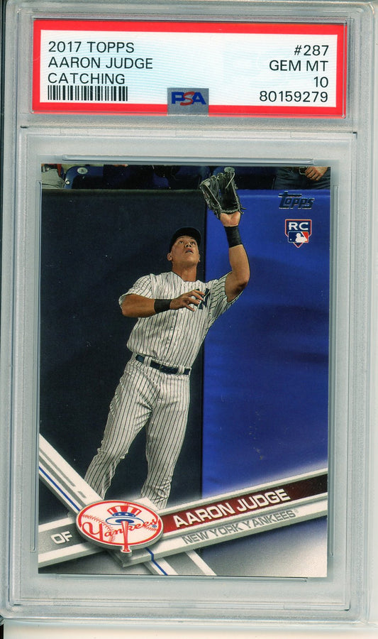 2017 Topps Aaron Judge Catching Rookie Card PSA 10