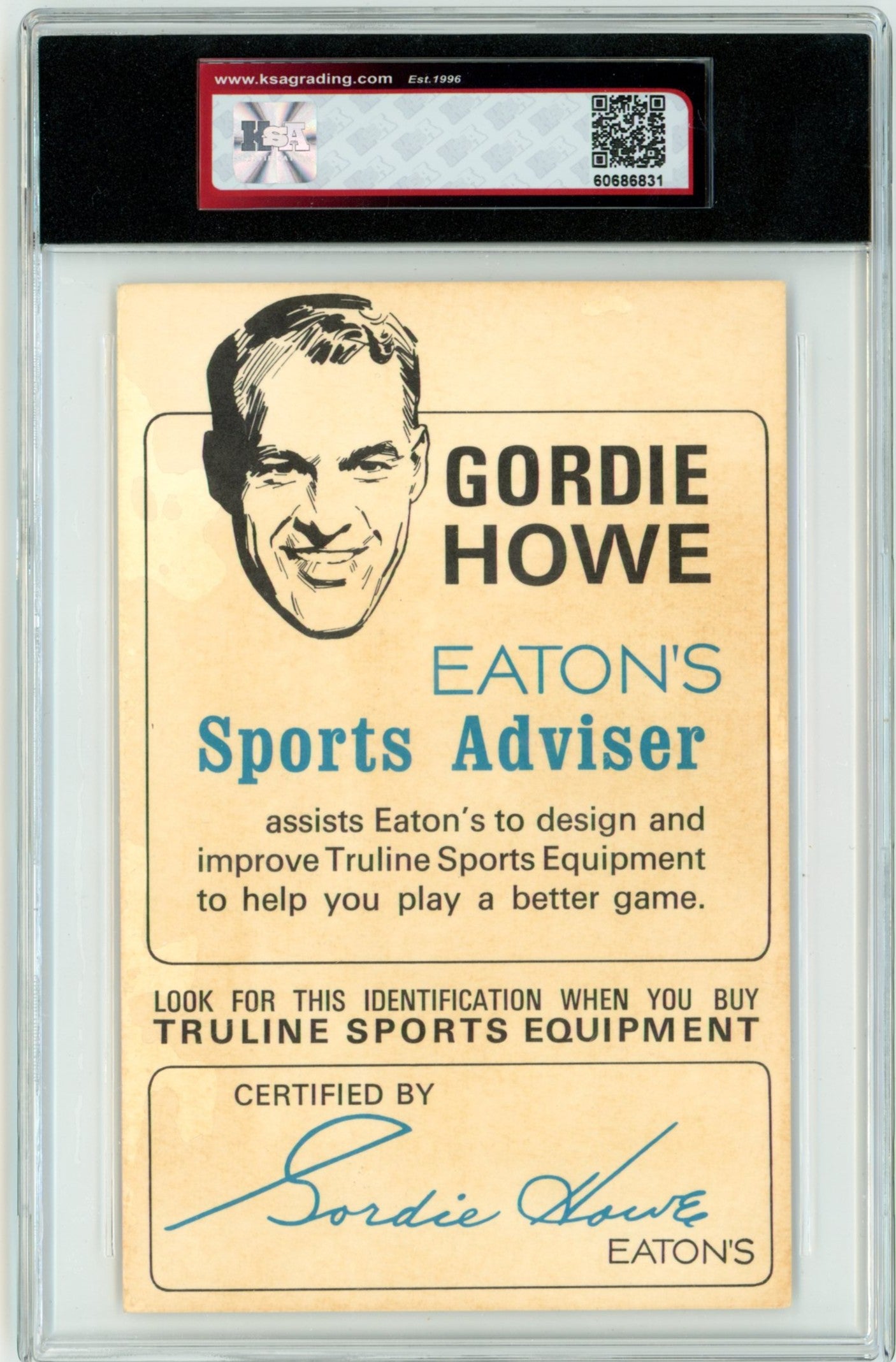 1964-67 Eaton's Sports Adviser Gordie Howe Graded Hockey Card KSA 5
