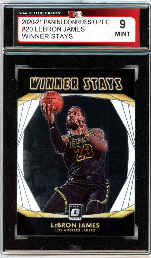 2020/21 Panini Donruss Optic LeBron James Winner Stays Graded Card #20 KSA 9