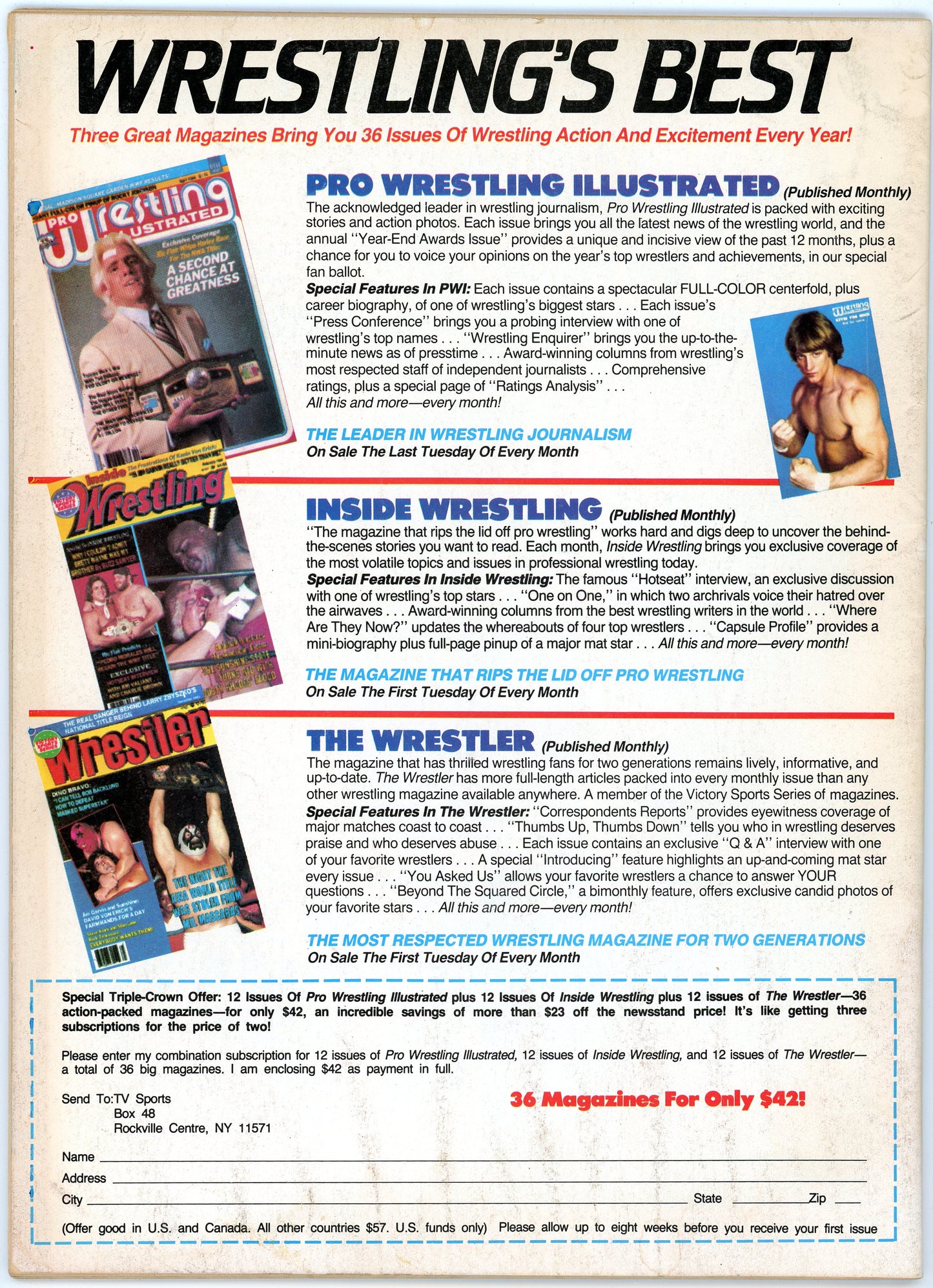 Sports Review Wrestling Vintage Magazine (November, 1986) The Andersons